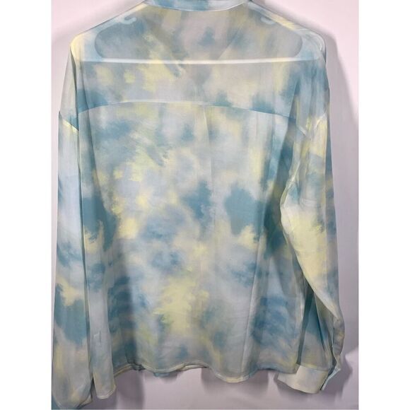 Dazy Women's Tie-Dye Sheer Button-Down Long Sleeve Top Multicolor Size XL - Picture 6 of 9
